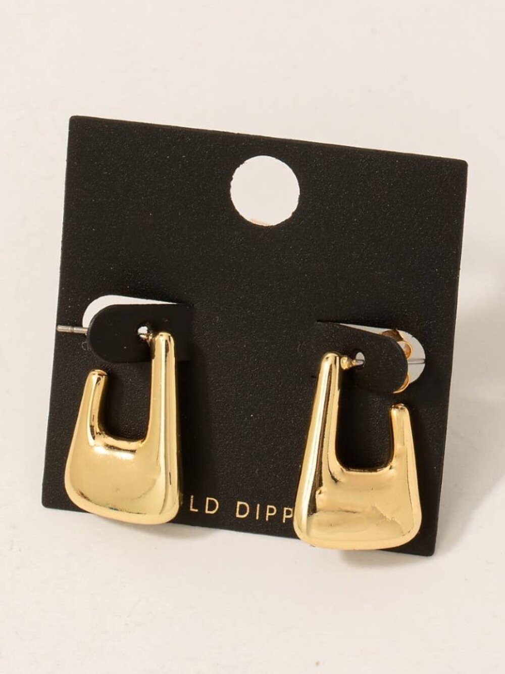 Gold Dipped Flat Rectangle Latch Hoop Earrings
